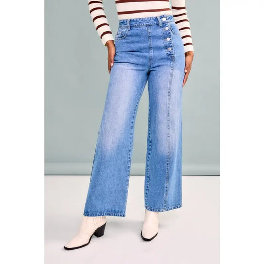 High Waist Side Opening Jeans