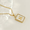 Rhinestone Shell Initial Charm Necklace
