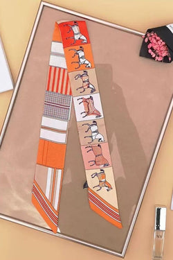 Striped Horse Print Twilly Scarf