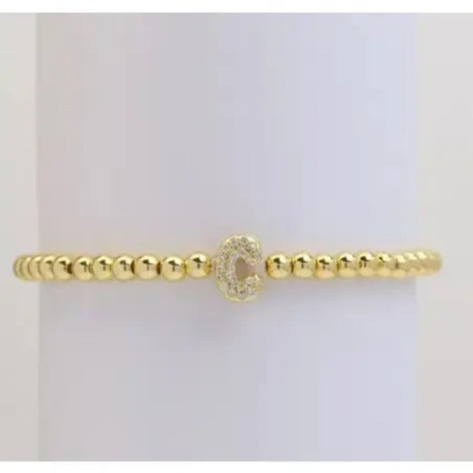 Gold Beaded Initial Bracelets