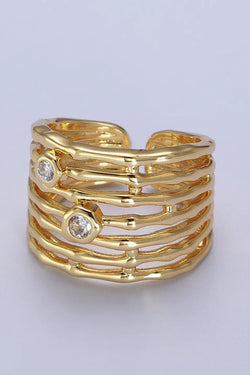 Bamboo CZ Band Statement Ring