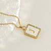Rhinestone Shell Initial Charm Necklace