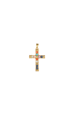 Gold Jewel Cross Charm