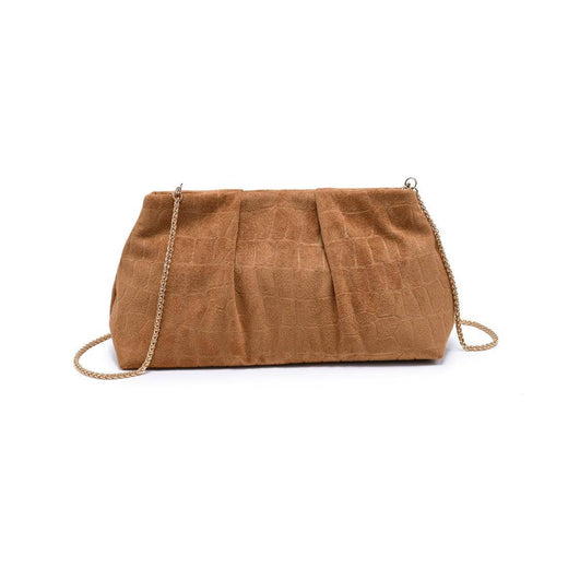Elva Croc Embossed Faux Suede Clutch