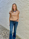 Suede Short Sleeve Top