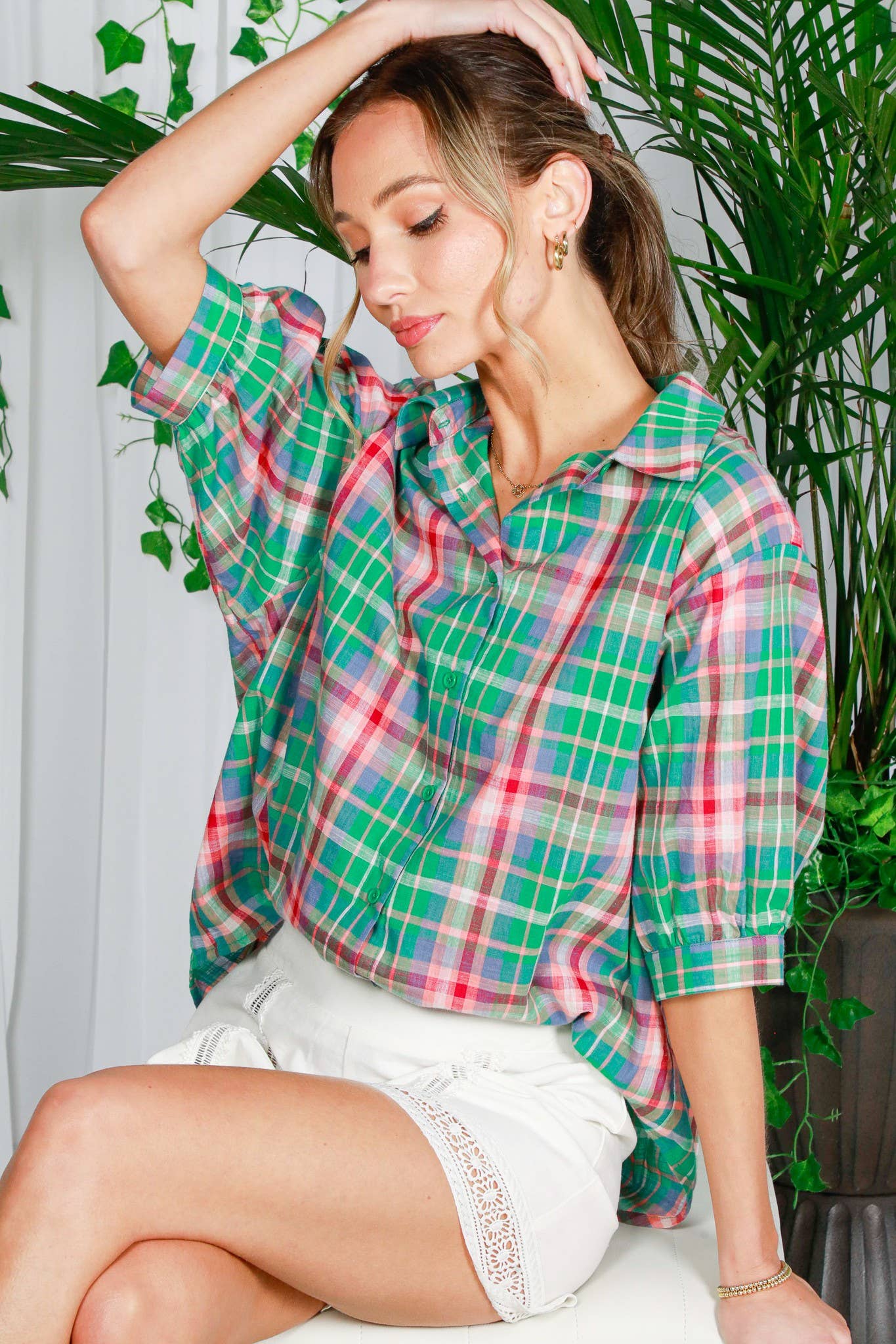 Plaid Collared Button Shirts