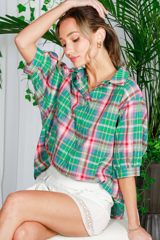 Plaid Collared Button Shirts
