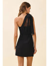 One Shoulder Sheer Chiffon Bow Detail Mini Dress