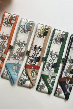 Vintage Carriage Illustration Twilly Scarf