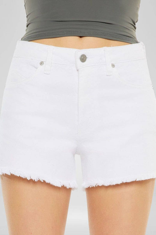 High Rise White Jean Shorts