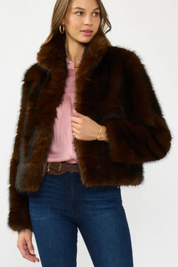Cropped Faux Fur Jacket with Pockets