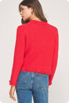 Frayed Trim Textured Cardigan
