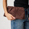 Elva Croc Embossed Faux Suede Clutch