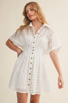 Eyelet Button Front Dress