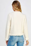 Frayed Trim Textured Cardigan