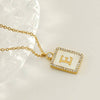 Rhinestone Shell Initial Charm Necklace