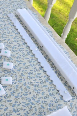 Milk Glass Collection Mahjong Rack and Pusher, Set of 4