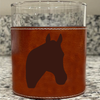 Horse Head Horse Racing Derby Faux Leather Rocks Glass