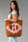 Orange, Cream & Pink Western Tote