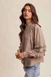 Lace Ruffle Sleeve Pintuck Shirt