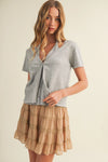 Halter Strap V-Neck Knit Blouse