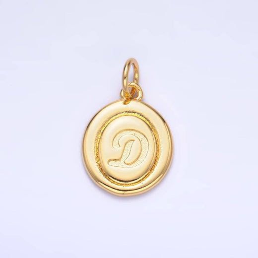 Letter Initial Engraved Stamped Oval Charm