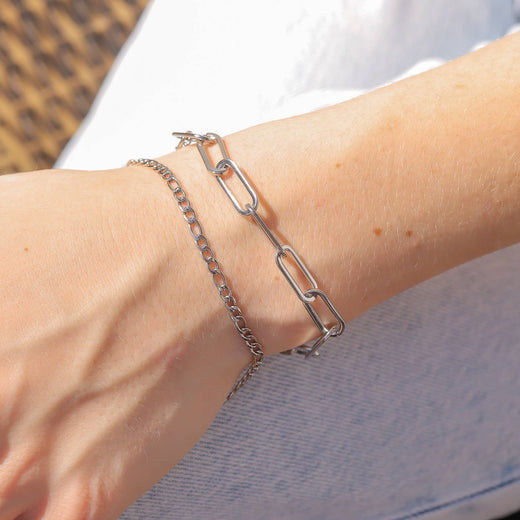 Gold Stainless Steel Paperclip Chain Bracelet + Extension