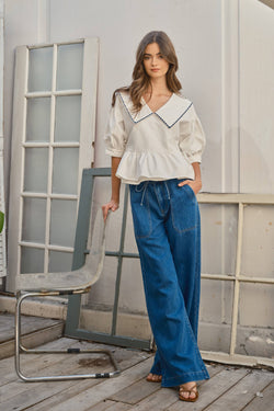 Soft Denim Straight Pants