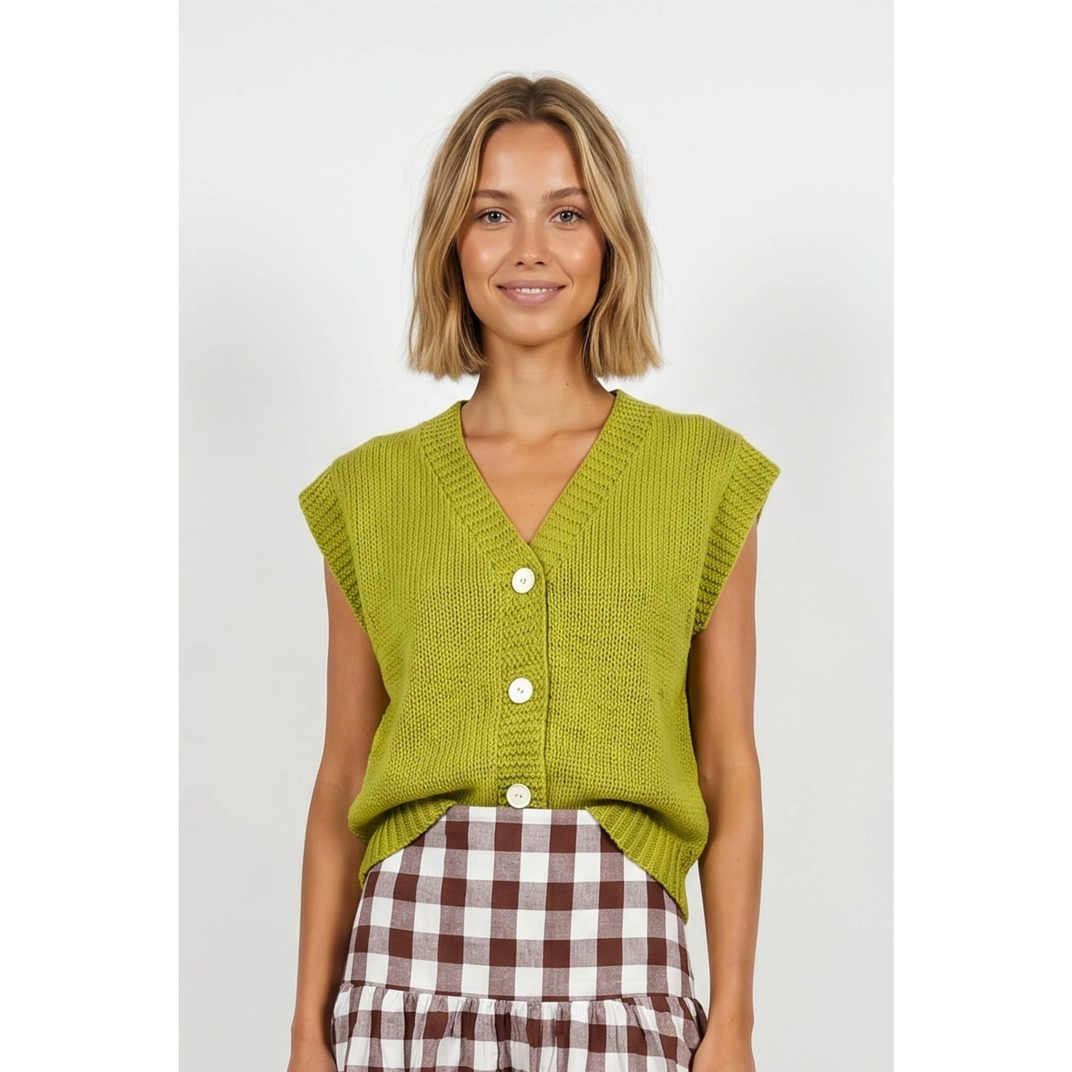 V neck button up vest