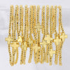 3mm Gold Stretch Bracelet with Single Gold Cross