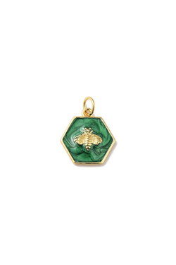 Gold and Green Hexagon Bee Charm