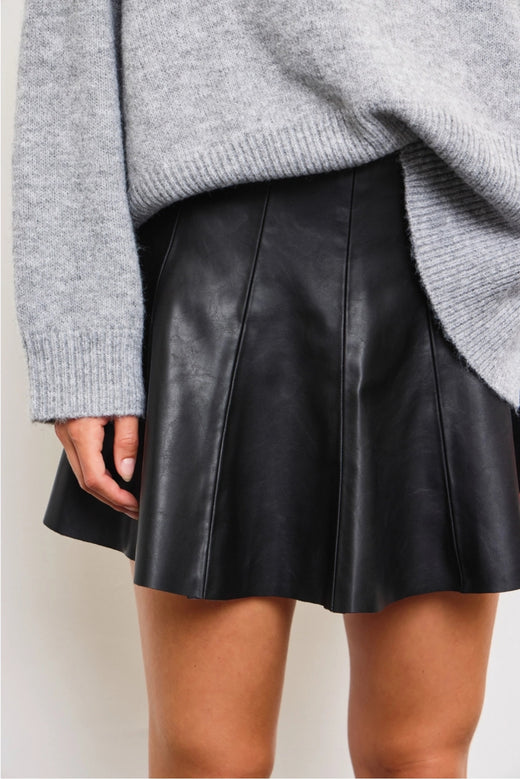 Flared Leather Skort