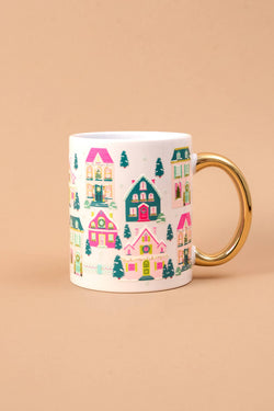 Cozy Ceramic Mug Pink Pine Village