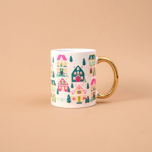 Cozy Ceramic Mug Pink Pine Village