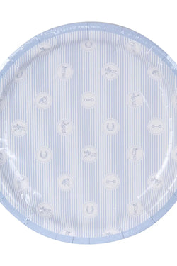 Blue Stripe Derby Icons Paper Plates