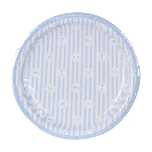 Blue Stripe Derby Icons Paper Plates