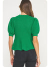 Peplum Puff Sleeve Knit Top