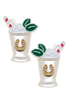 Lucky Horseshoe Enamel Mint Julep Stud Earring