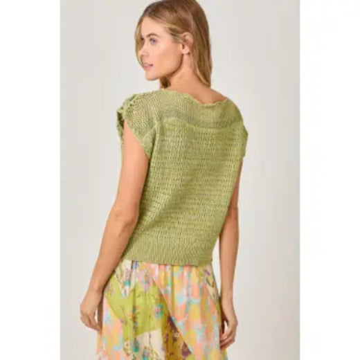 Floral Yoke Crochet Top
