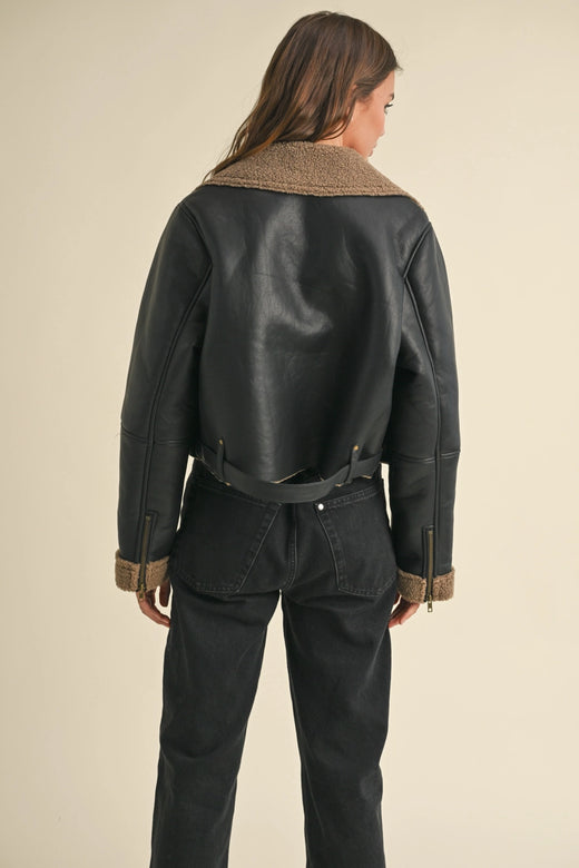 Pu Sherpa Biker Jacket