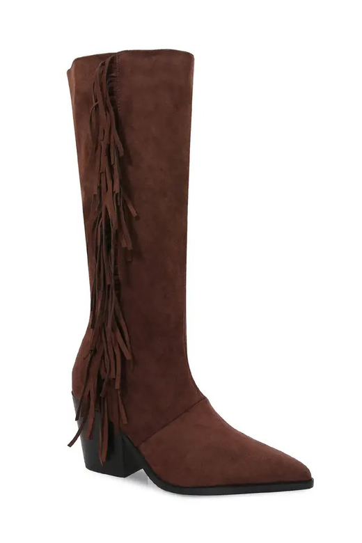 Western Fringe Knee-High Boots
