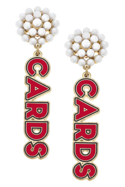 Cardinals Pearl Enamel Earrings