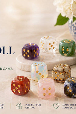 Natural Semi-Precious Gemstone Mahjong Dice – Set of 2