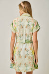 Tropical Floral Print Shirt Dress
