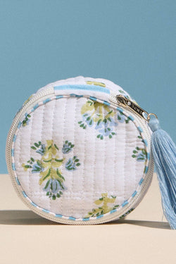 Quilted Round Coin Pouch with Tassel