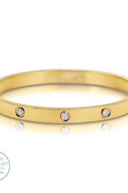Cubic Zirconia Hinged Bracelet, Water-Resistant