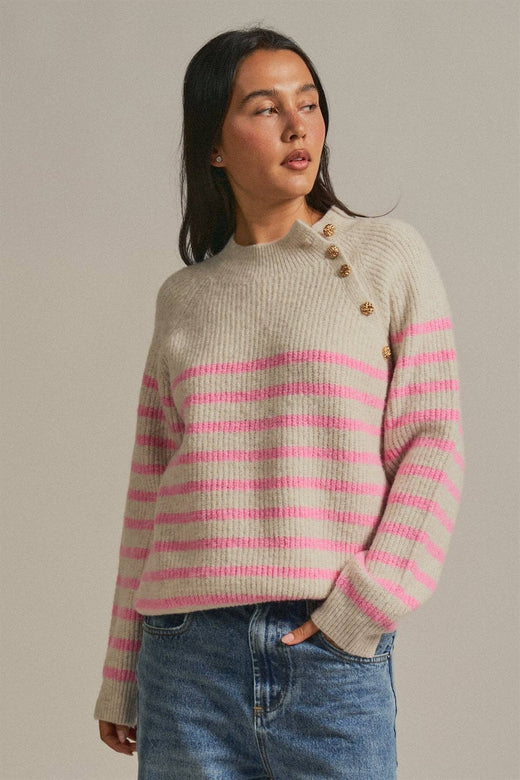 Striped Mock Neck Sweater