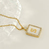 Rhinestone Shell Initial Charm Necklace