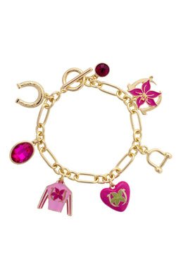 Stargazer Jockey Silk Enamel Charm Bracelet in Pink