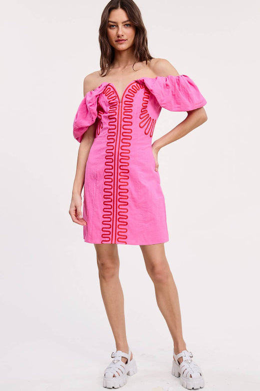 Embroidery Detail Linen Dress
